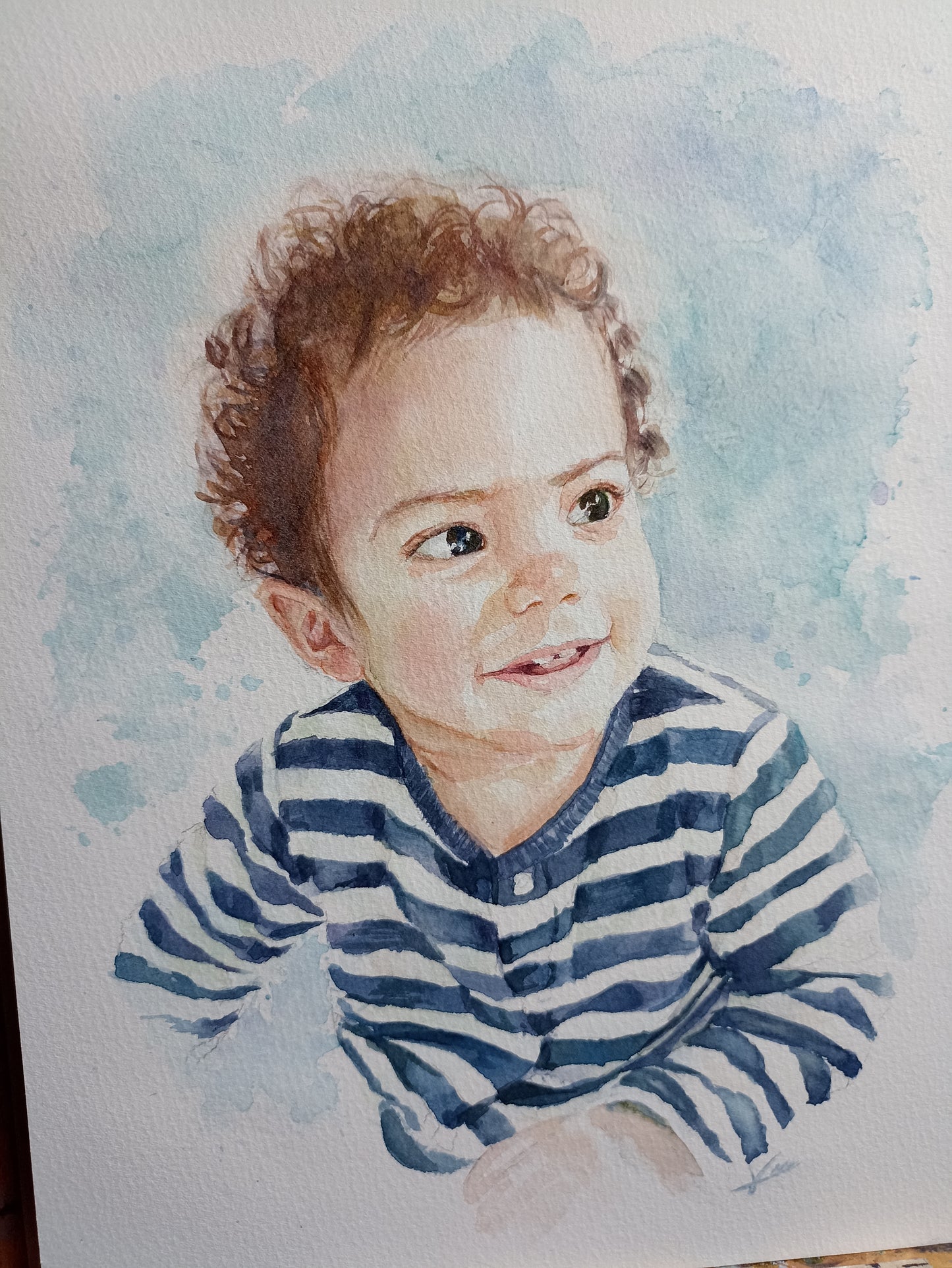 Portrait personnalisé à l'aquarelle à partir de photo