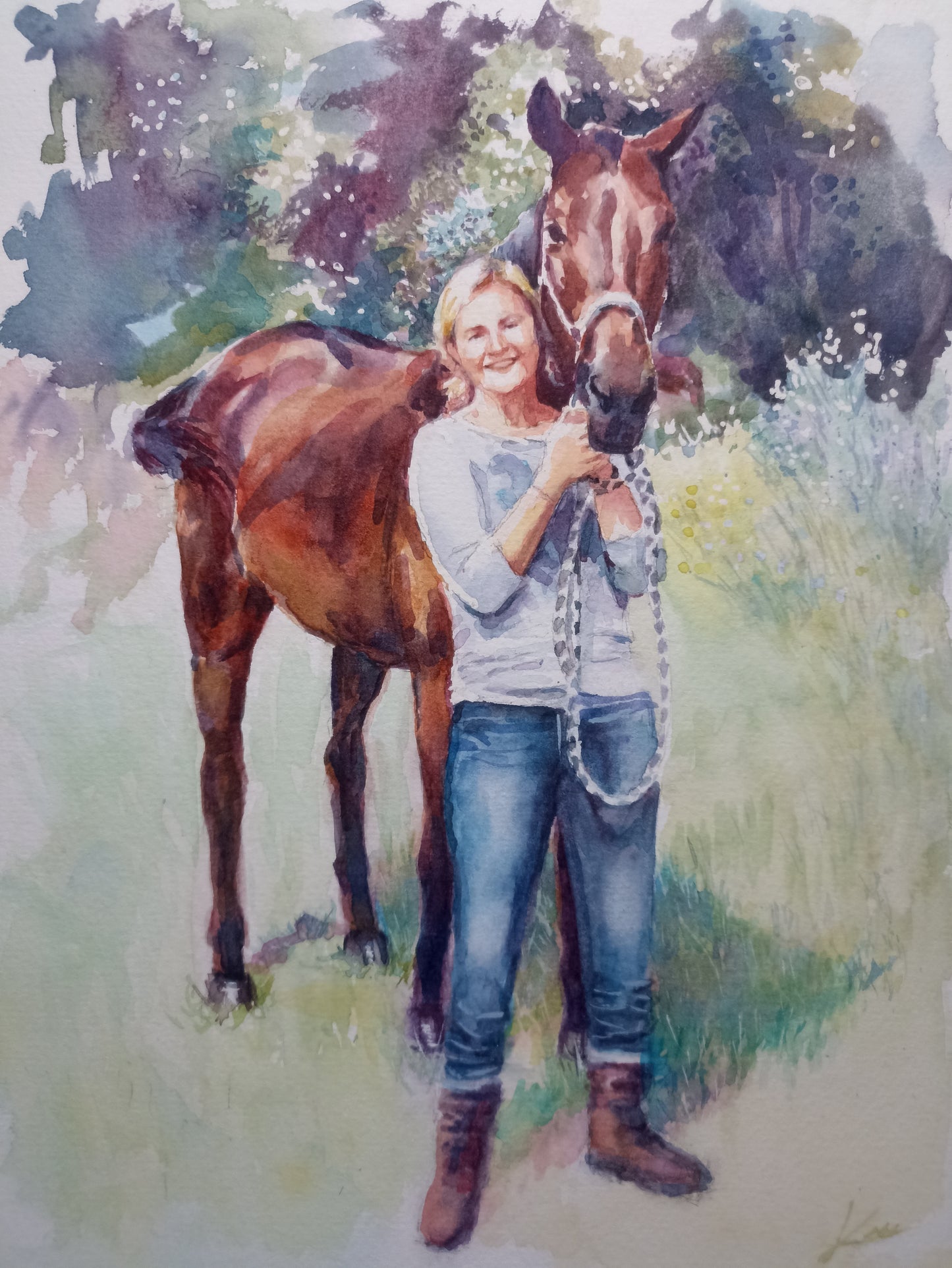 Portrait personnalisé à l'aquarelle à partir de photo