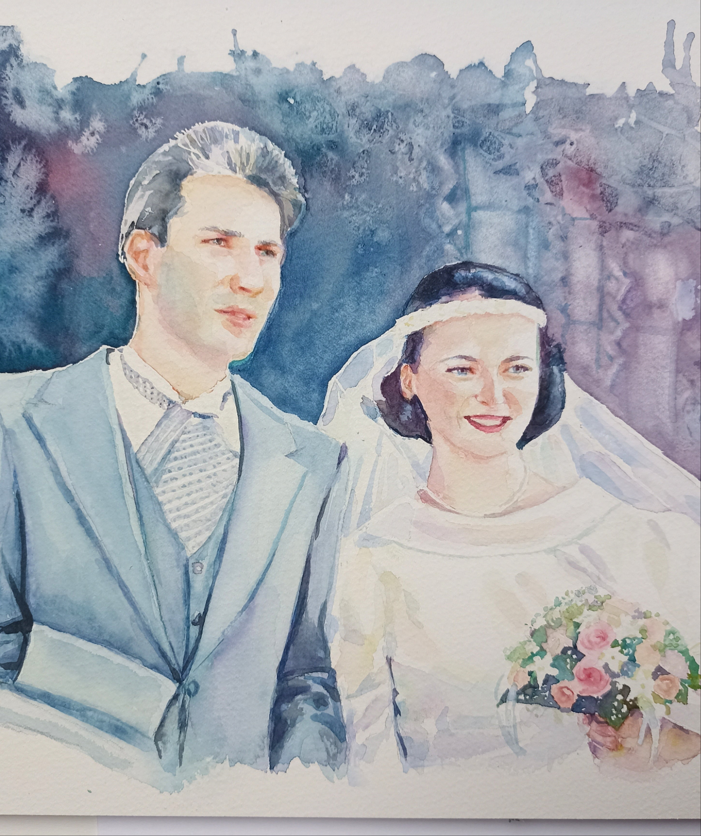 Portrait personnalisé à l'aquarelle à partir de photo