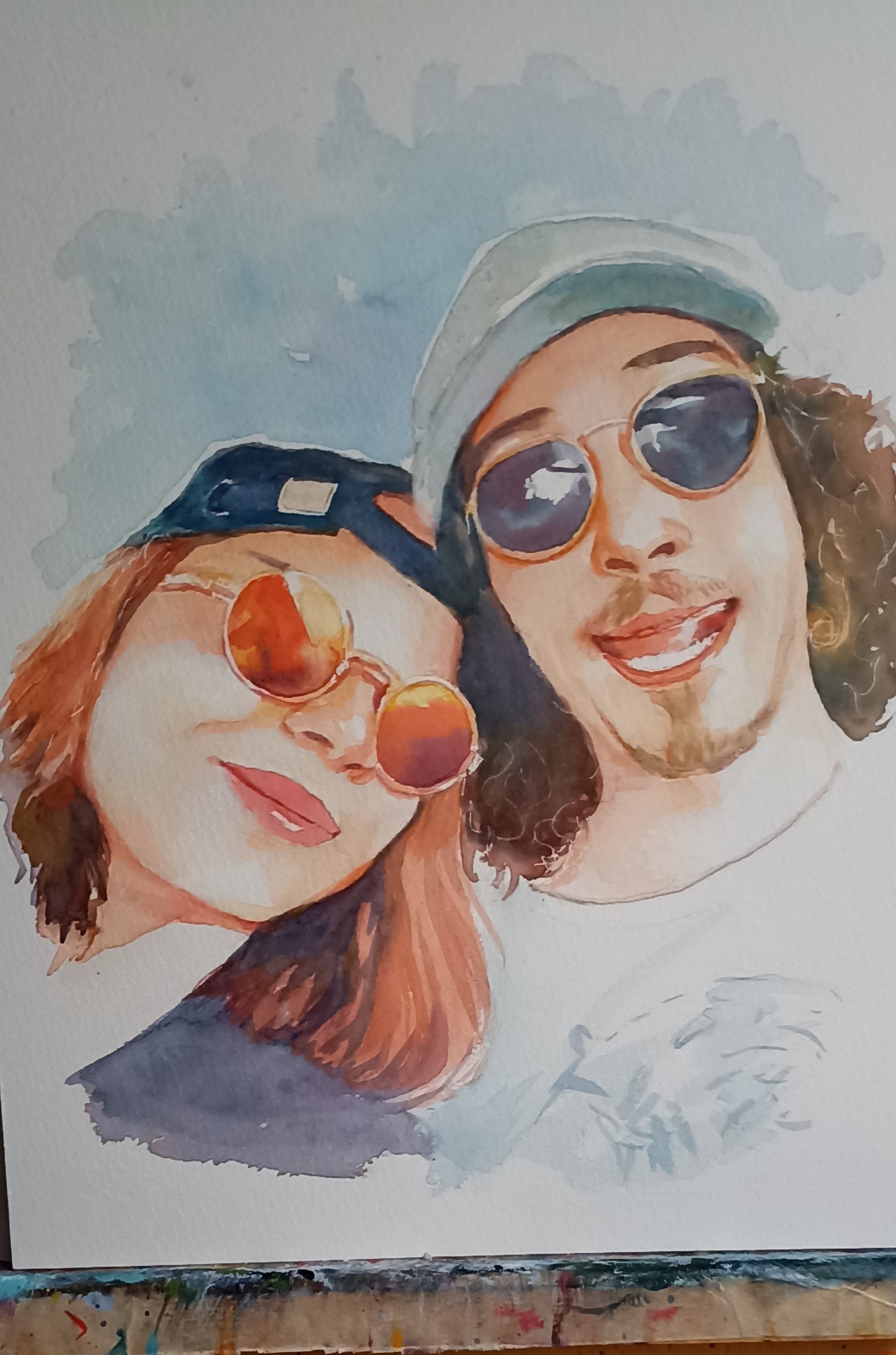 Portrait personnalisé à l'aquarelle